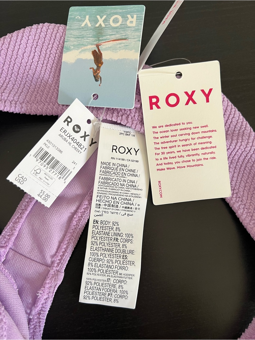 2/$32 Roxy Lilac Textured Bikini Set | Size Small - Picture 9 of 16